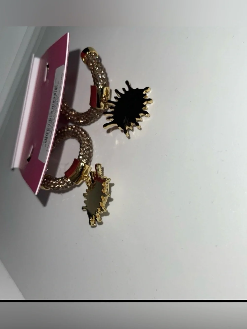 KURT GEIGER LONDON EVIL EYE CHARM PAVÉ GOLD CRYSTAL DANGLE HOOP EARRINGS  NWT - Picture 5 of 6